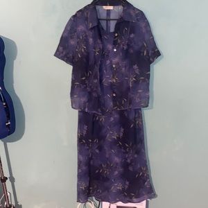 Dress barn size 16W Blue Dress with short sleeve jacket.
